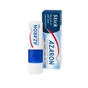 Een Azaron stick met daarnaast het verpakkingsdoosje