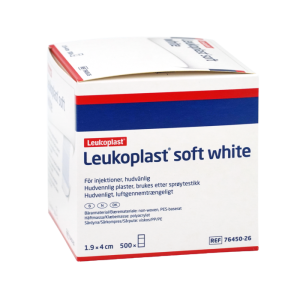 Een doosje leukoplast injectiepleisters soft white