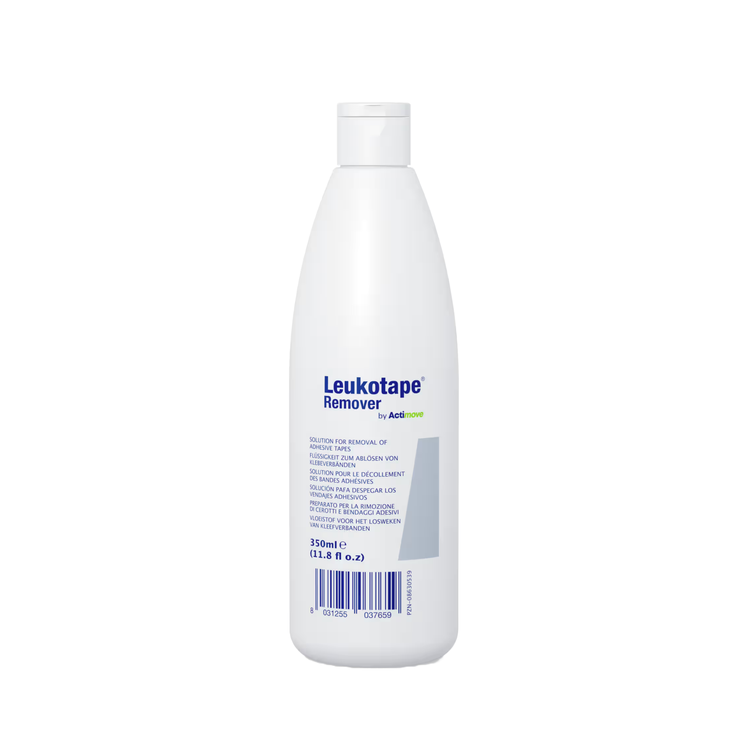Een fles leukotape remover met een inhoud van 350ml