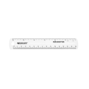 Een plastic liniaal van 15 cm