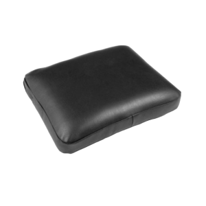 Een zwart massagekussen van 37 x 28 x 10 cm