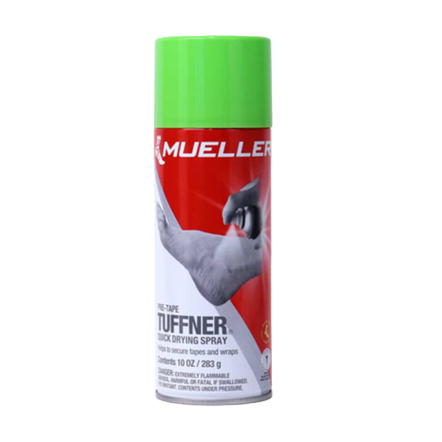 Een Mueller Tuffner pre-tape spray spuitbus met een inhoud van 283ml