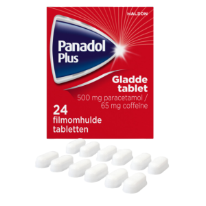 Een verpakking van de Panadol plus met ervoor 12 losse tabletten