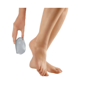 Viscoheel in een hand bestemd voor onder een hiel