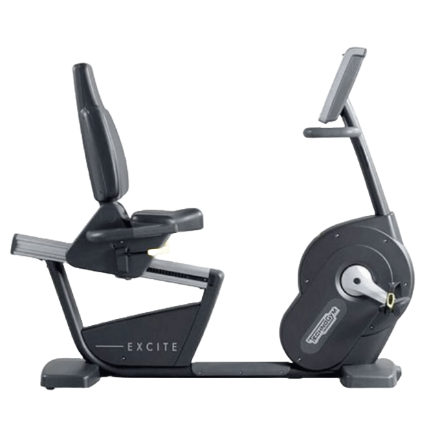 Een zijaanzicht van de TechnoGym New Recline Excite+ 500i