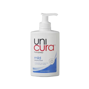 Een flesje met daarin 250ml unicura mild