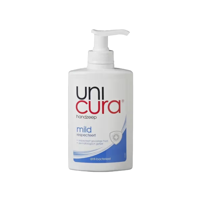 Een flesje met daarin 250ml unicura mild