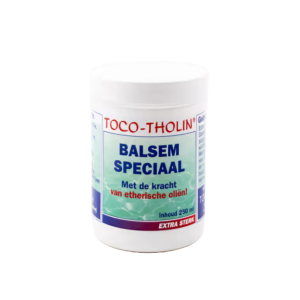 Een potje met daarin toco-tholin balsem speciaal
