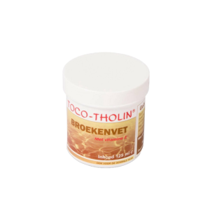 Een potje met daarin 125ml aan toco-tholin broekenvet