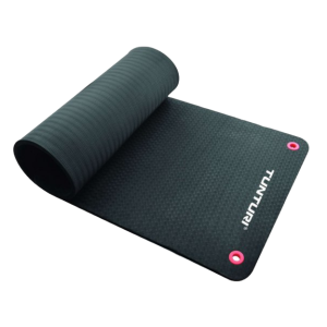 De zwarte Tunturi fitnessmat pro van 180cm x 60cm