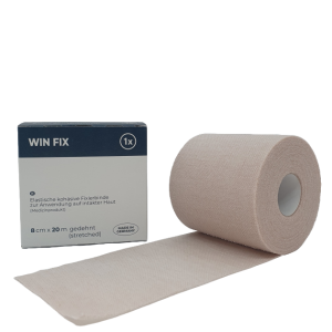 Een product doos en losse rol van Win Fix 8cm x 20m