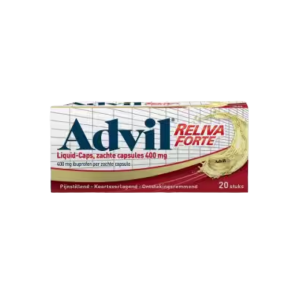 Het verpakkingsdoosje van de advil liquid caps