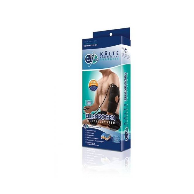 De ct pro koude- en compressietherapie in blauwe verpakking.
