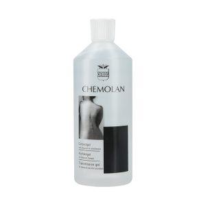 Een 500 ml flacon massageolie van Chemolan.