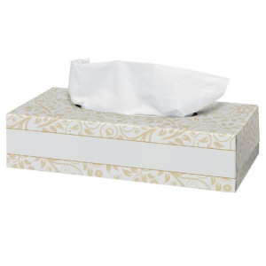 Een kartonnen doosje met daarin facial tissues