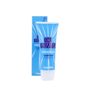 Een ice power cold gel tube naast de verpakking