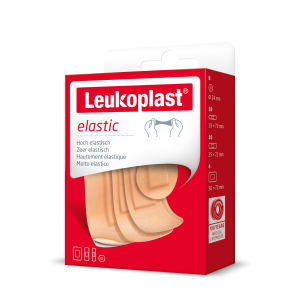 Een doosje leukoplast elastic assorti met verschillende wondpleisters