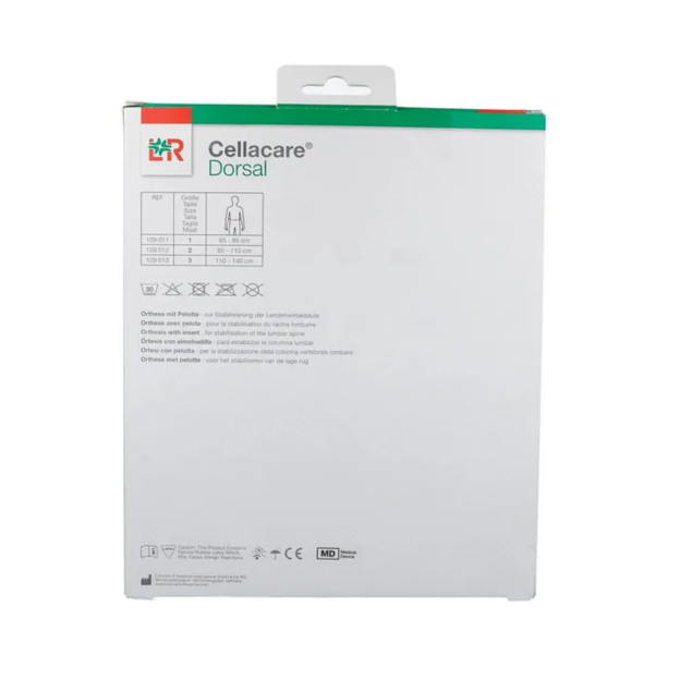 Een maattabel bestemd voor een cellacare dorsal classic