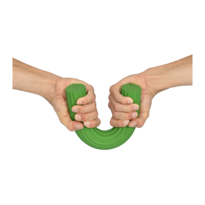 Een groene Moves fitness bar die is gebogen