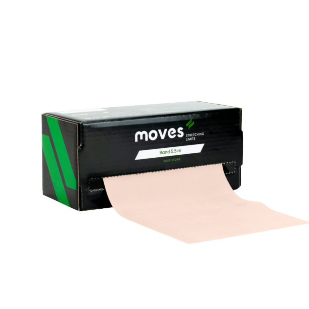Een moves oefenband van 5,5m in de kleur wit