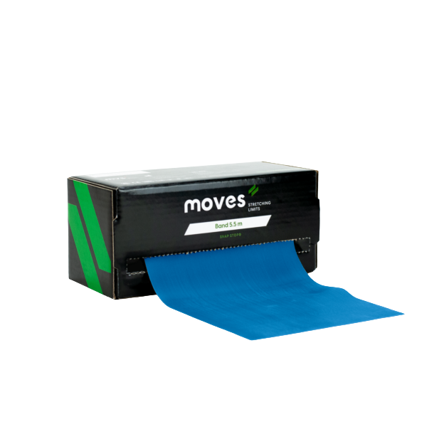 Een moves oefenband van 5,5m in de kleur blauw