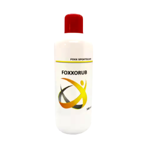 Een flesje met daarin 500ml Foxxorub
