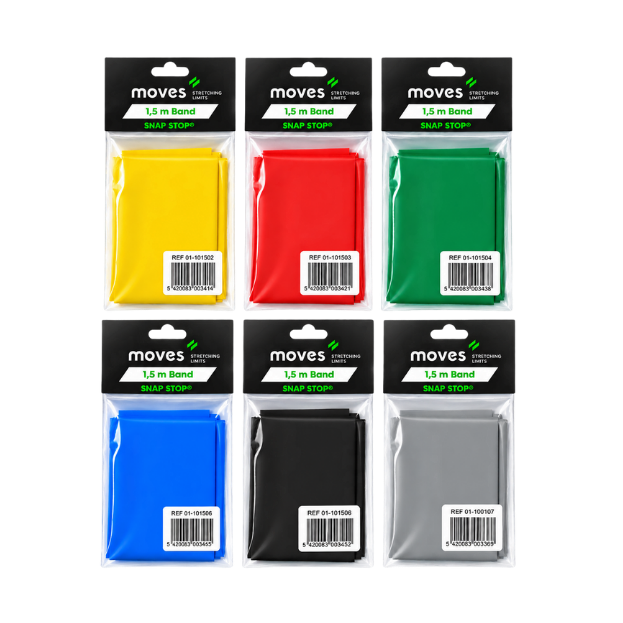 6 Moves oefenbanden van 1,5m in verschillende kleuren