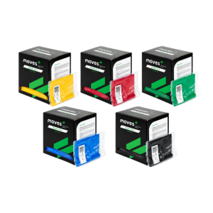 5 oefenband dispensers in verschillende kleuren