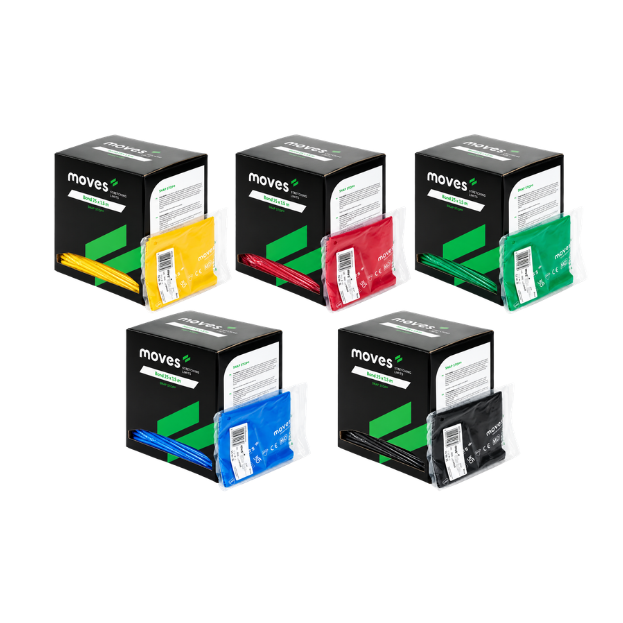 5 oefenband dispensers in verschillende kleuren