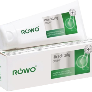 Een product doosje en een tube Röwo Hirschtalgcreme van 100 ml