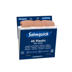 Een doosje met 45 stuks Salvequick 6036 Plastic Pleisters