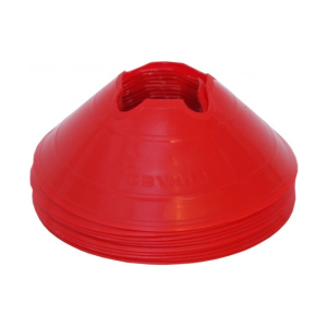 Een set van 10 rode markeerschijven in de kleur rood