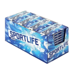 Een pak Sportlife smashmint kauwgum met 48 pakjes van 12 stuks