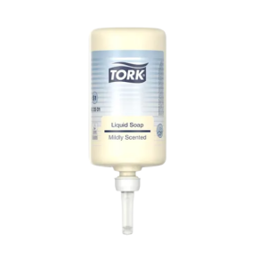 Een flacon met daarin 1L aan premium soap liquid mild