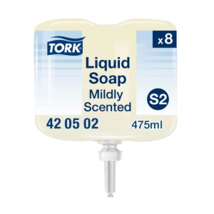 Een flacon met daarin 475ml liquid soap mildly