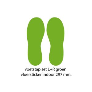 Een Voetstapsticker Indoor 297 mm Set L+R Groen