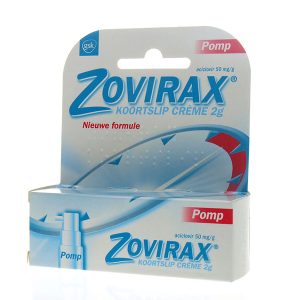 Een verpakking van een Zovirax creme 2 gram
