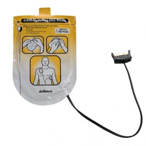 De defibtech AED in het geel.
