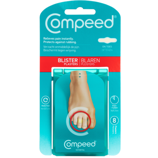 vooraanzicht compeed op de tenen