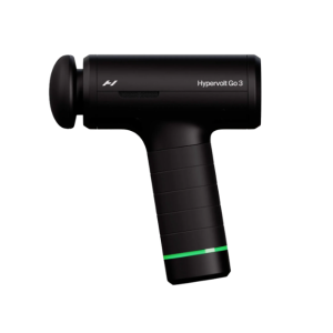Een zijaanzicht van de zwarte Hyperice Hypervolt go 3