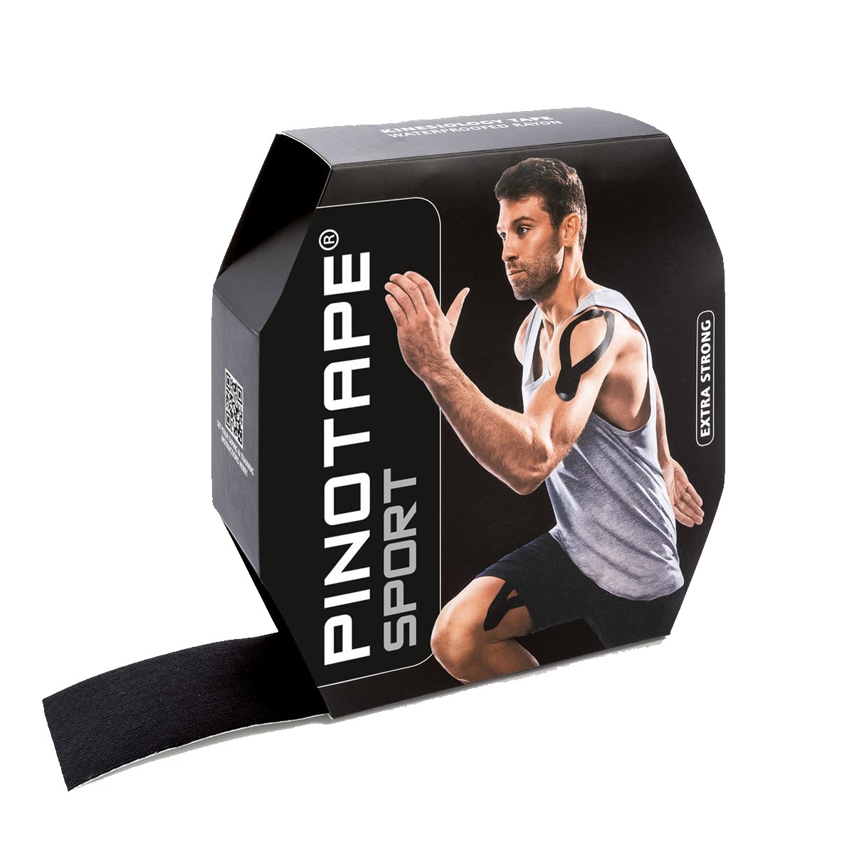 Een zwarte rol PINOTAPE sport van 5cm x 31mtr