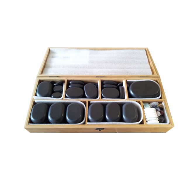 Een 64- delige Hotstone Stenen set voor de Hotstone Heater
