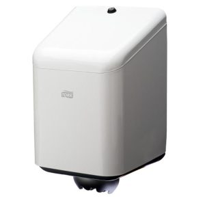 een witte tork papierdispenser m2 metaal