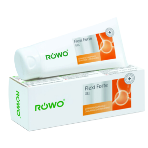 Een tube flexi forte gel van 100ml boven het verpakkingsdoosje