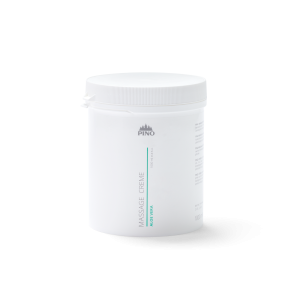 Een witte pot met daarin 1000ml aan PINO massagecreme