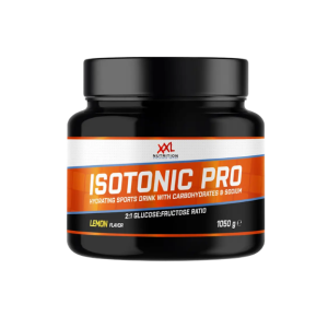 Een pot met daarin 1050gr aan XXl Nutrition isotonic poeder met citroensmaak