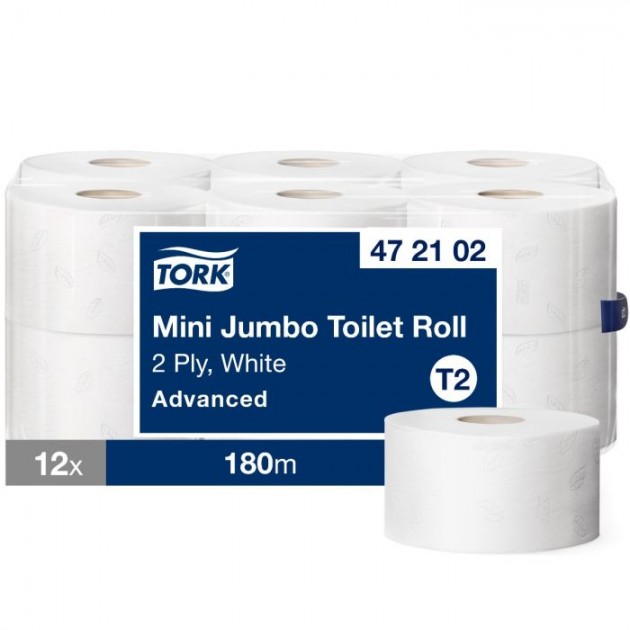 Tork Mini Jumbo Toiletpapier Wit T2 (12 st.)